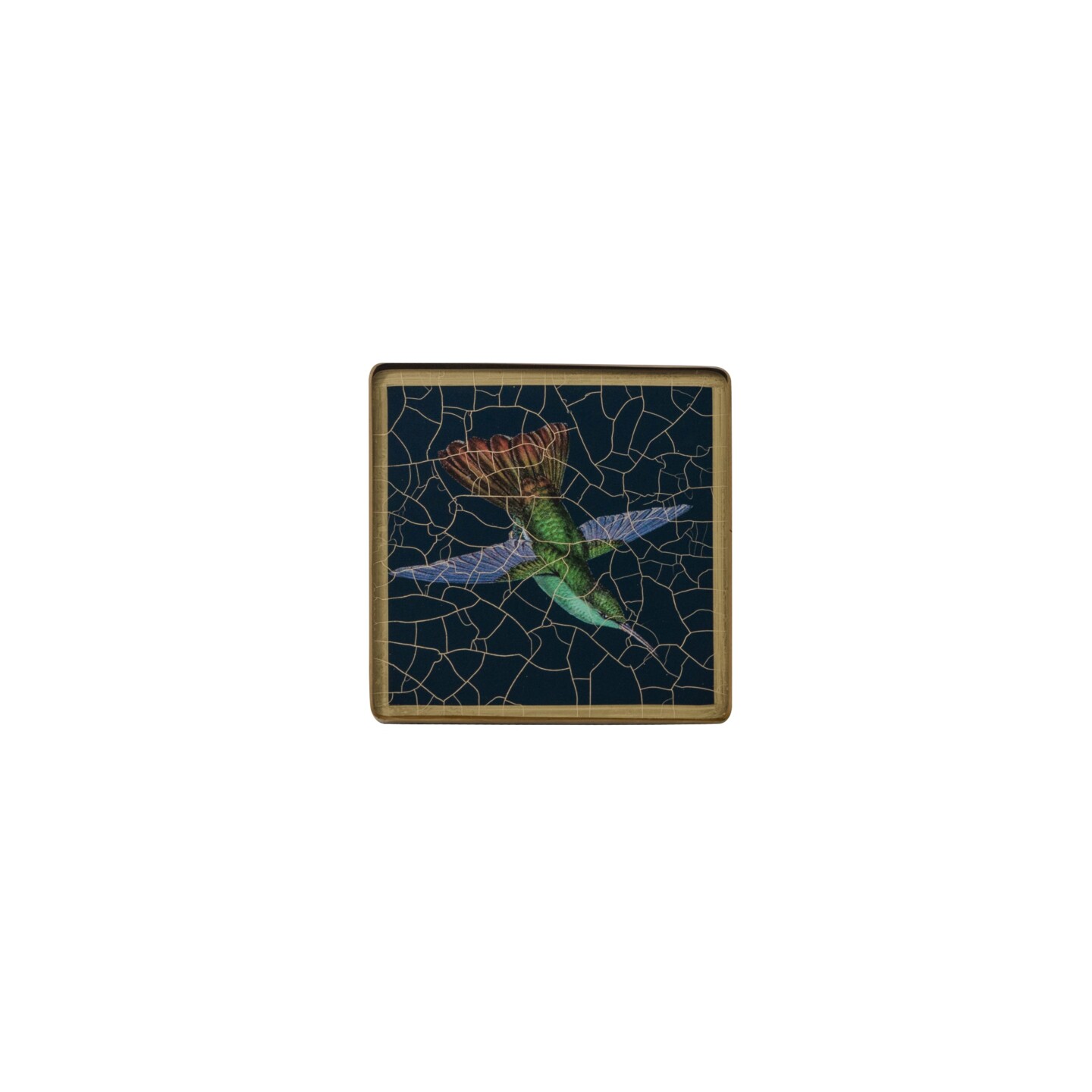 Square coaster, Hummingbird on azure blue    £23