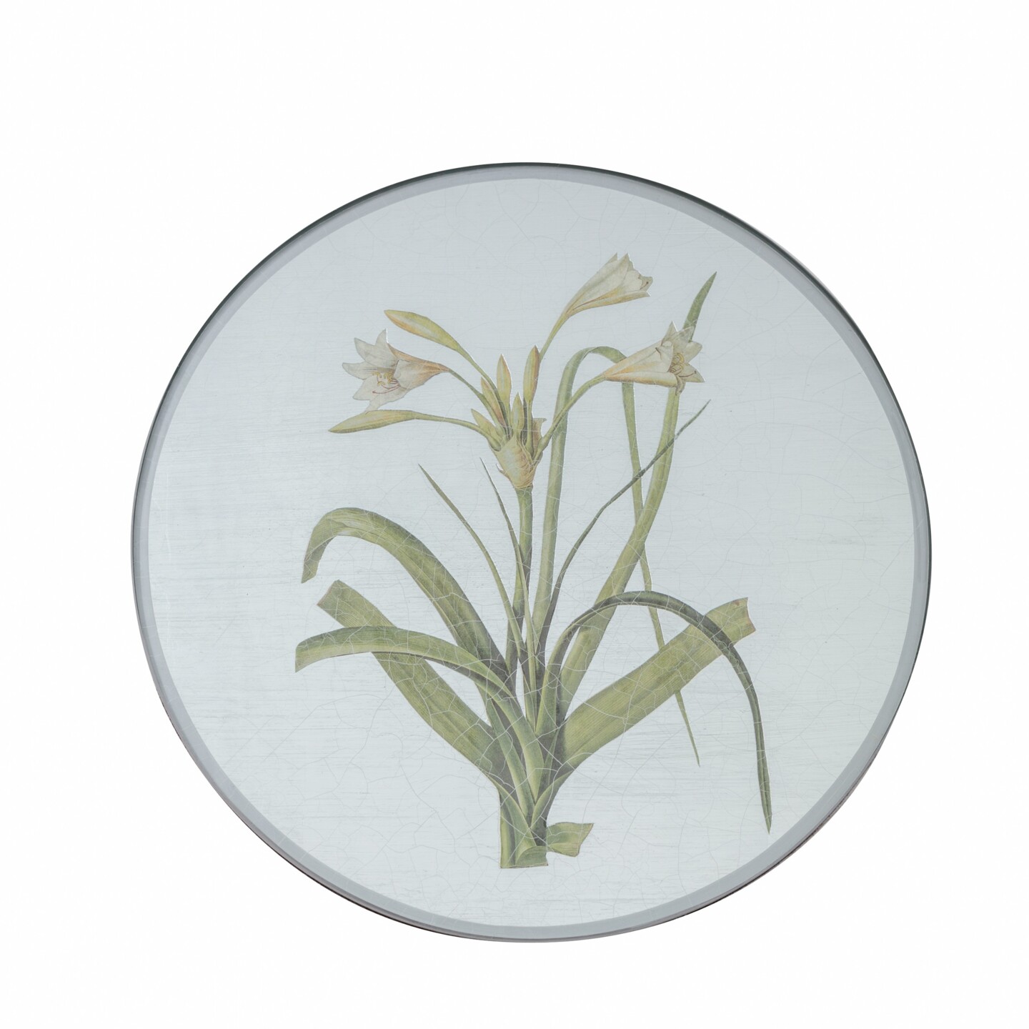Round Tablemat, Lily on silver leaf    £45