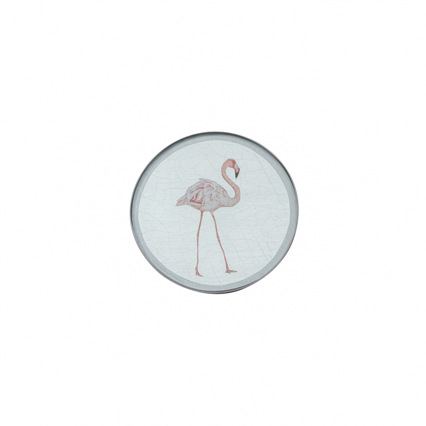 Round Coaster, Flamingo on silver leaf    £23