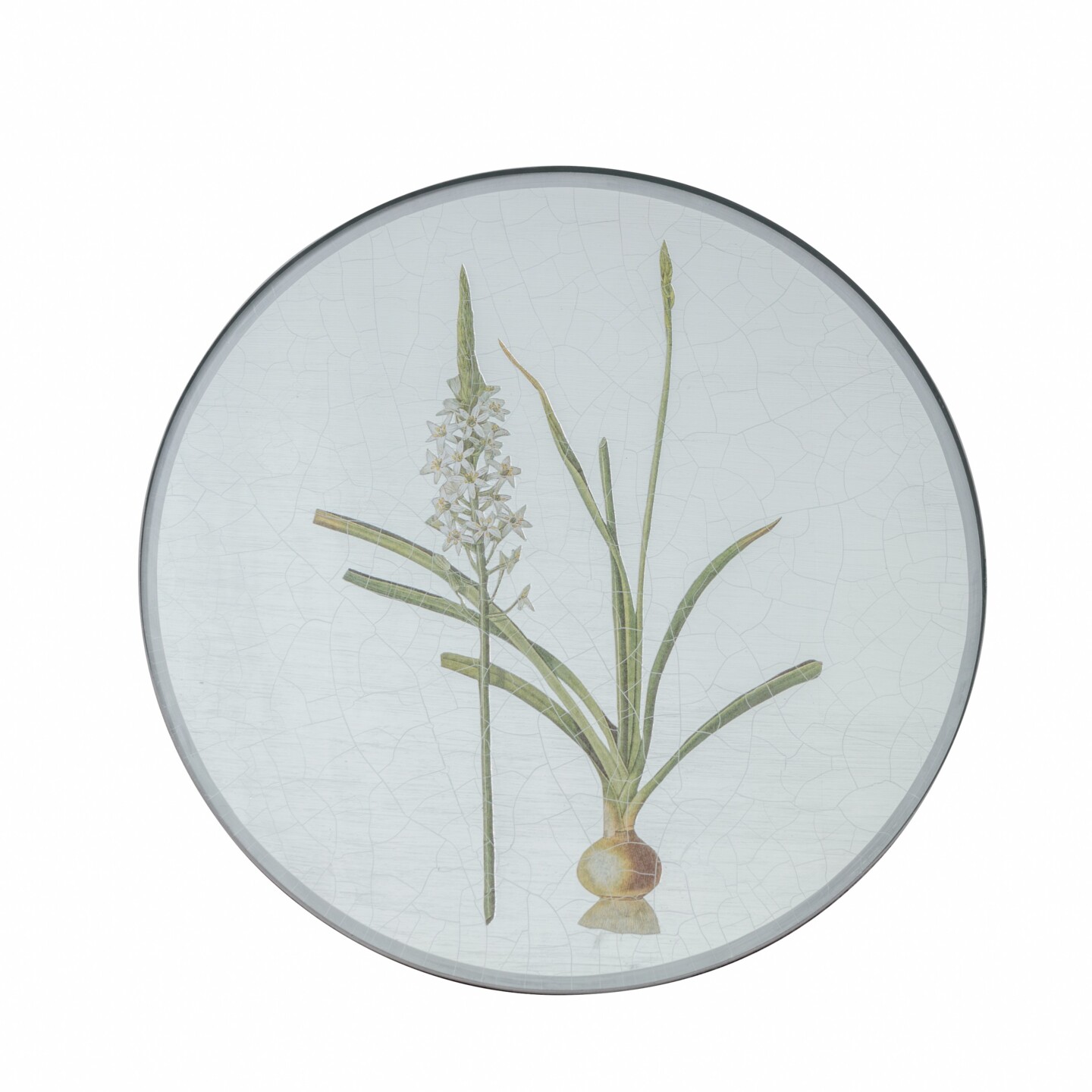 Round Tablemat, Lily on silver leaf     £45